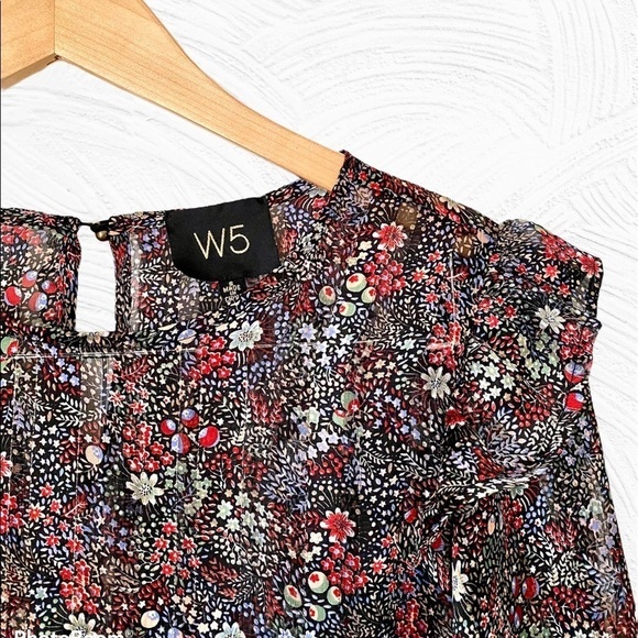 Anthropologie W5 Sheer Floral Blouse Black Small - Picture 10 of 10